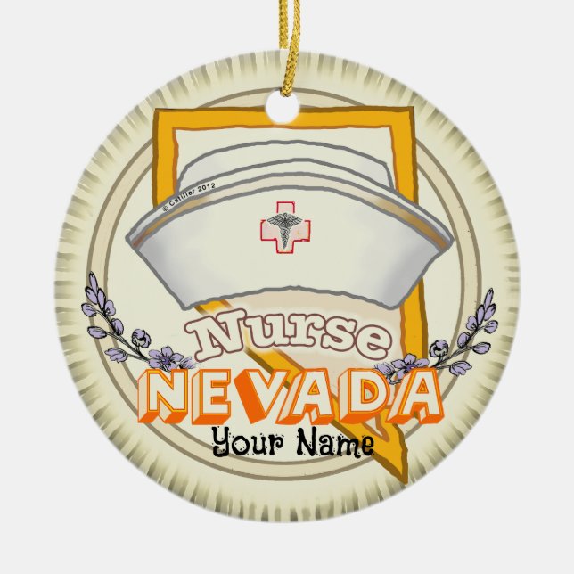 Nevada Nurse Ceramic Tree Decoration (Front)