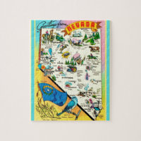 Nevada Postcard Map Jigsaw Puzzle