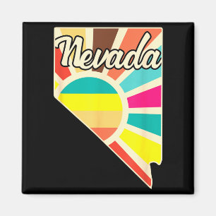 Nevada pride retro state outline colourful sunburs magnet