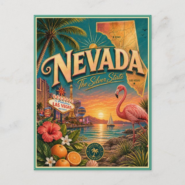Nevada Retro Travel Souvenir Postcard (Front)