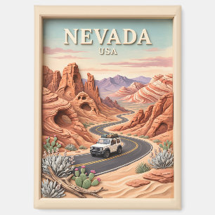 Nevada Road Trip Valley of Fire Vintage 3D Texture Magnet
