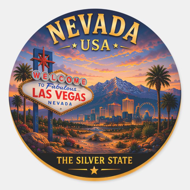 Nevada Silver State Desert Adventure Classic Round Sticker (Front)