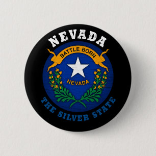 NEVADA SILVER STATE FLAG 6 CM ROUND BADGE