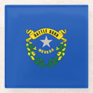 Nevada State Flag Design Decor Glass Coaster