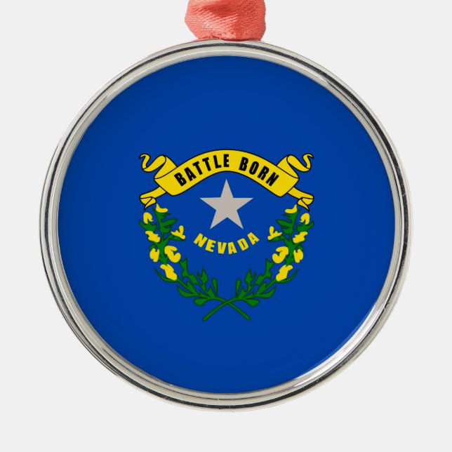 Nevada State Flag Design Metal Tree Decoration (Front)