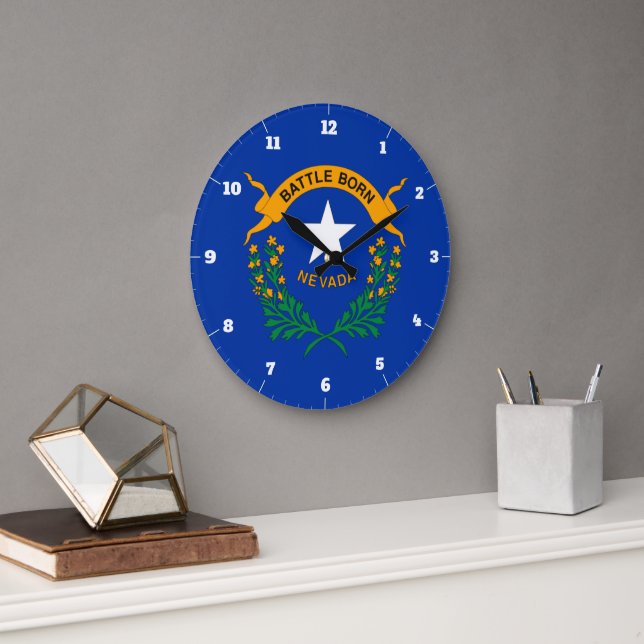 NEVADA STATE FLAG ROUND CLOCK (Office)