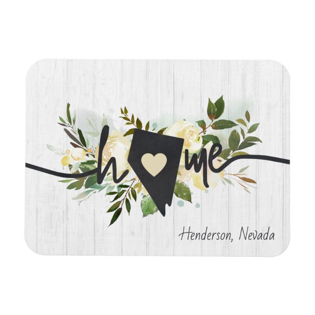 Nevada State Personalised Home City Rustic Floral Magnet (Horizontal)