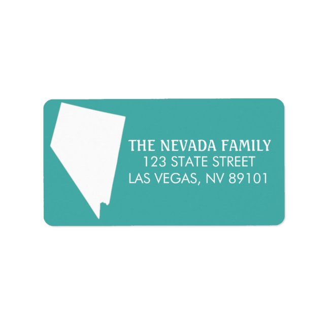 Nevada State Return Address Labels - Turquoise (Front)