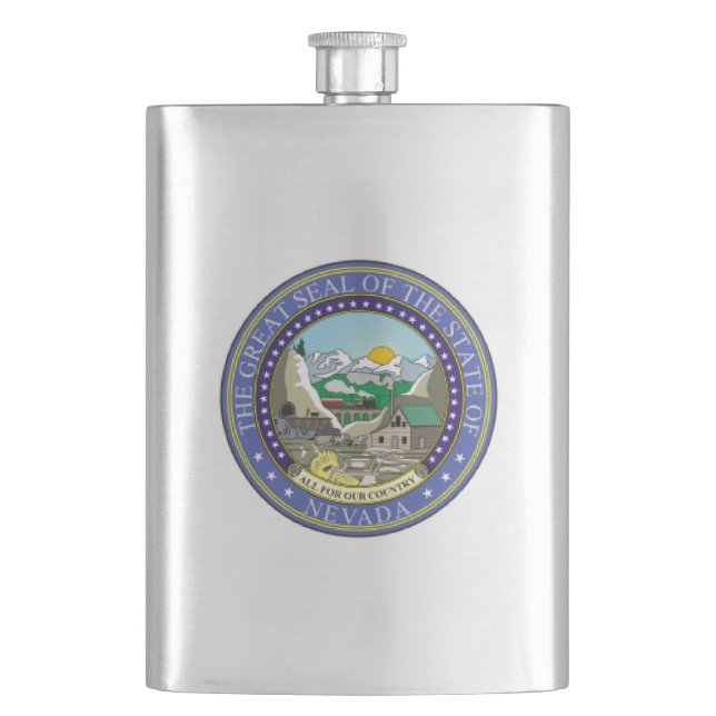 Nevada State Seal Hip Flask (Front)
