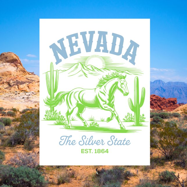 Nevada The Silver State Est. 1864 Wild Horse Postcard (Nevada The Silver State Est. 1864 Wild Horse Postcard
)