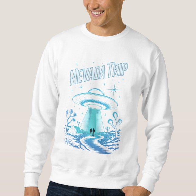 Nevada Trip – Retro-Futuristic UFO Abduction Tee (Front)