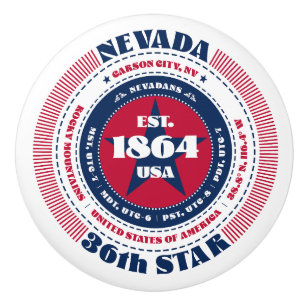Nevada US State Red White Blue Typography Ceramic Knob