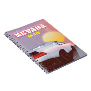Nevada USA Setting sun sports car Spiral Notebook