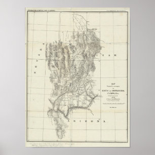 Nevada, Utah, and Arizona Map Poster