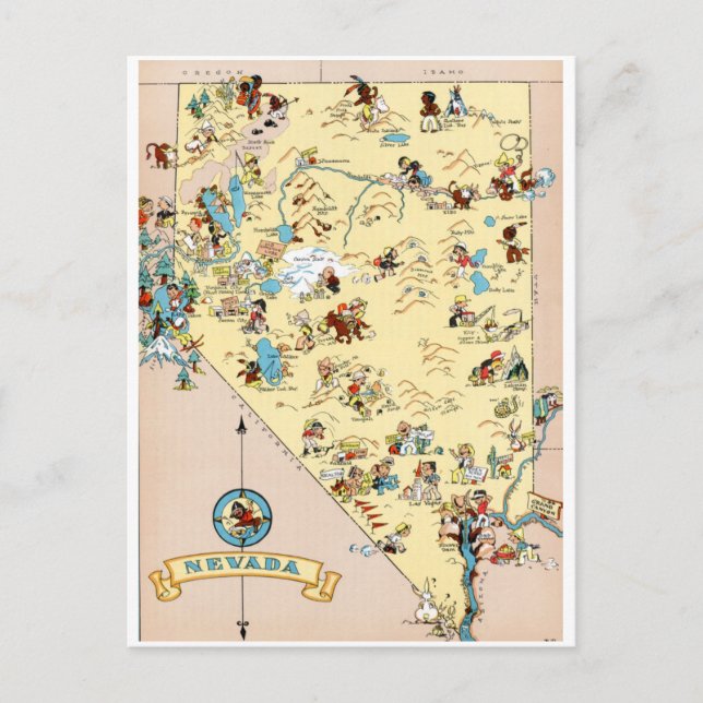 Nevada Vintage Funny Map Postcard (Front)