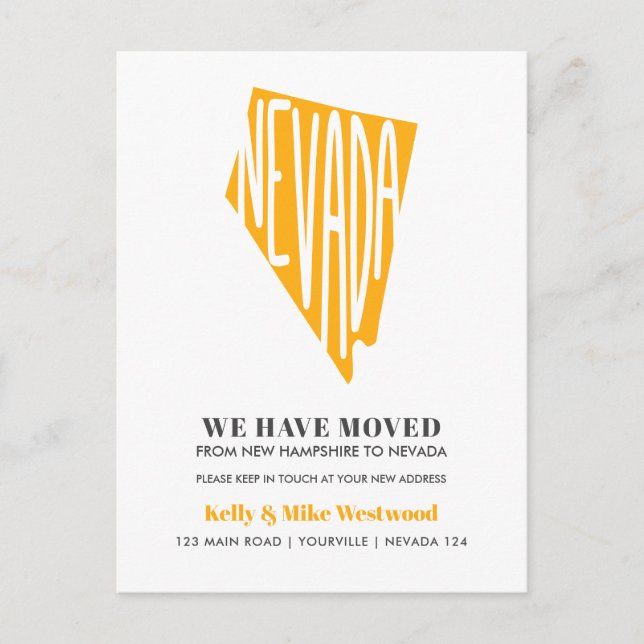 NEVADA We've moved New address New Home Postcard (Front)
