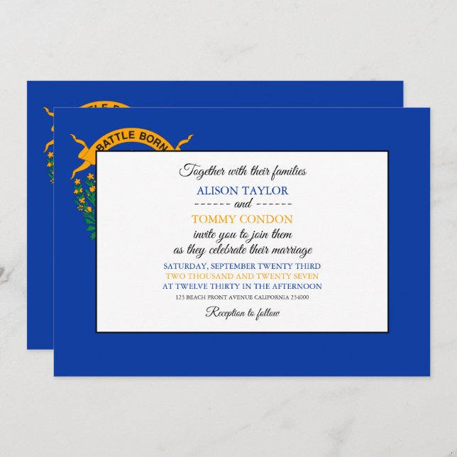 Nevadan Flag, Flag of Nevada Wedding Invitation (Front/Back)