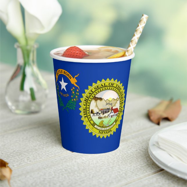 Nevadan Flag & Seal, Flag of Nevada Paper Cups (Insitu)