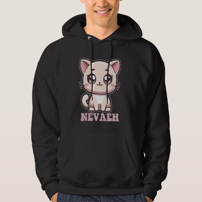 Nevaeh Cute Kitty Cat Design for Girls Name Nevaeh Hoodie (Front)