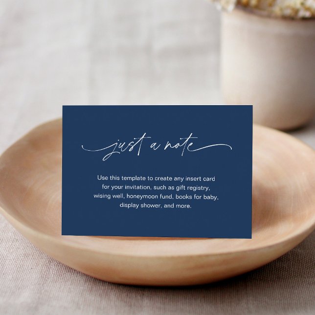 NEVE Minimalist Navy Just a Note 3.5" x 5" Enclosure Card (Creator Uploaded)
