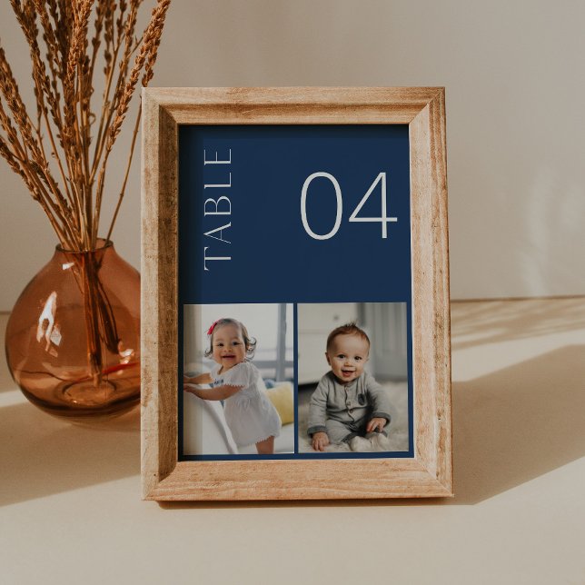 NEVE navy Blue Childhood Photo Table Number Card (Creator Uploaded)