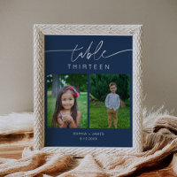 NEVE Navy Blue Childhood Photos Table Number 8x10