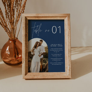 NEVE Navy Photo Table Number with Fun Facts 5x7
