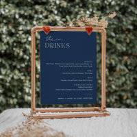NEVE Navy Wedding Bar Drink Menu Sign