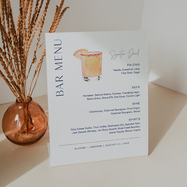 NEVE Wedding Bar Menu, Signature Drink Pedestal Sign (Creator Uploaded)