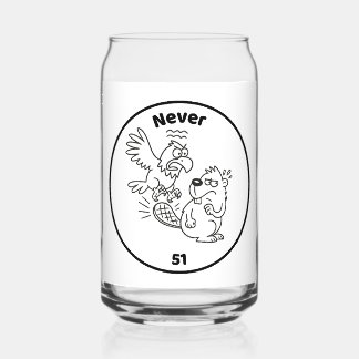 Never 51 Beaver vs Eagle Can Glass