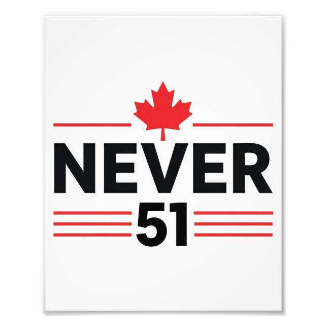 Never 51 State Canada Flag – Proud and Patriotic Photo Print (Front)