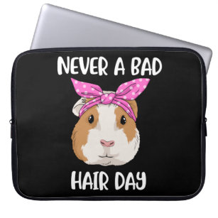 Never a Bad Hair Day Guinea Pig Gift Guinea Pig Laptop Sleeve