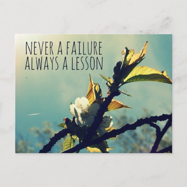 Never a failure always a lesson postcard (Front)