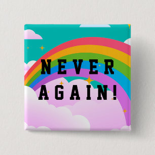 NEVER AGAIN 15 CM SQUARE BADGE
