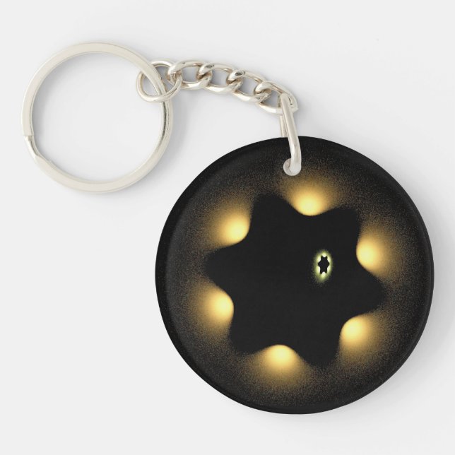Never Again Fractal Star Of David Key Ring (Front)