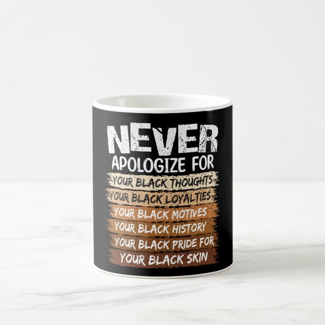 Never Apologise Black History Month Coffee Mug (Center)