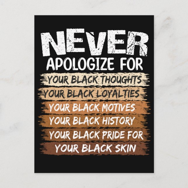 Never Apologise Black History Month Postcard (Front)