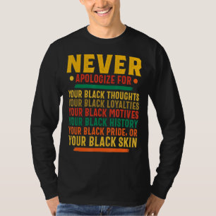 Never Apologise For Your Black Thoughts Black Hist T-Shirt
