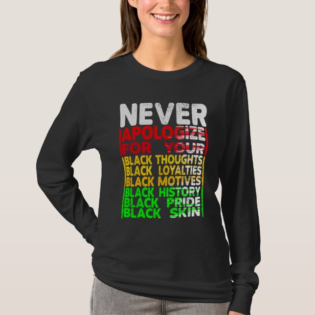 Never Apologise for your Blackness, Black Thoughts T-Shirt (Front)