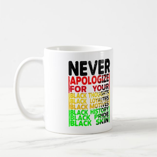 Never Apologise for your Blackness  Coffee Mug (Left)
