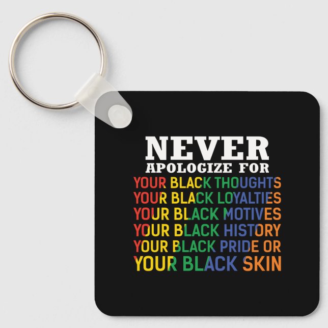 Never Apologise | Juneteenth | Black Pride Key Ring (Front)