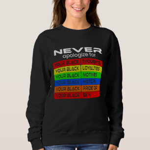 Never Apologize Black History Month BLM Melanin Pr Sweatshirt