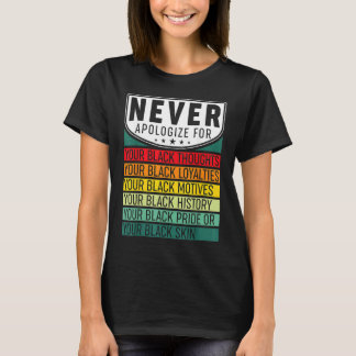 Never Apologize Black Pride Black History Month T-Shirt