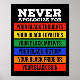 Never Apologize For Your Blackness - Black History Poster