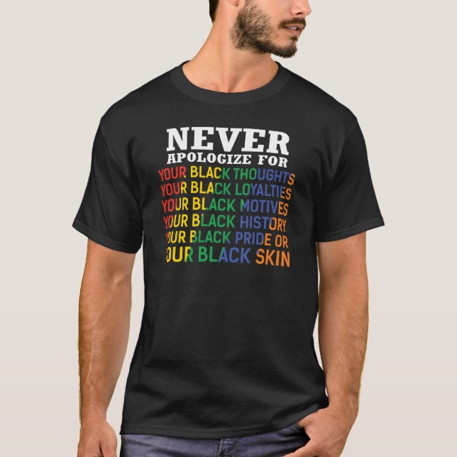 Never Apologize | Juneteenth | Black Pride T-Shirt (Front)
