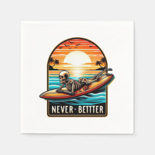 Never Better - Skeleton Surfing Sunset Wave Napkin