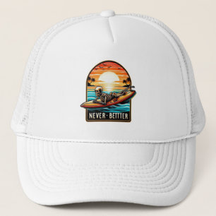 Never Better - Skeleton Surfing Sunset Wave Trucker Hat