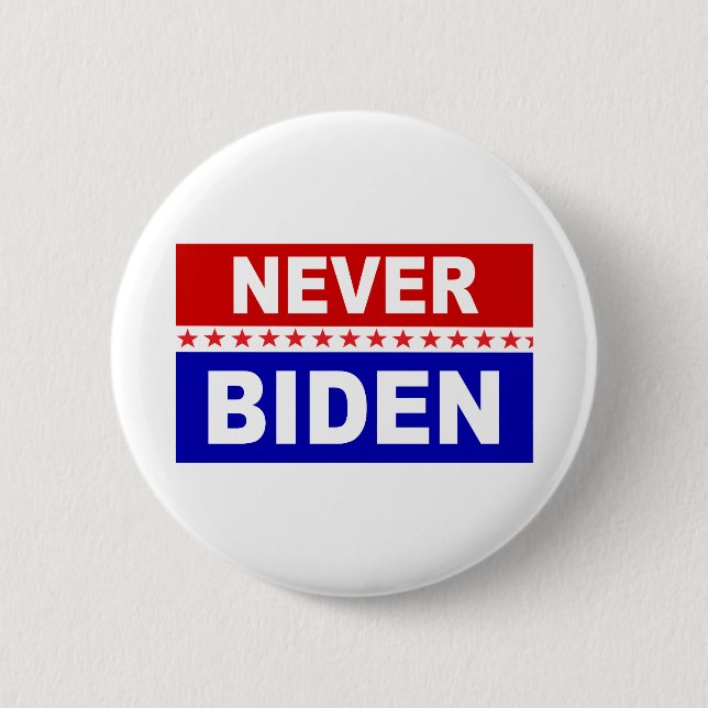 Never Biden 6 Cm Round Badge (Front)