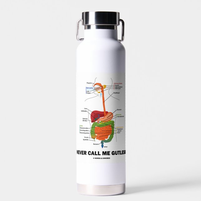 Never Call Me Gutless Digestive System Humour Water Bottle (Front)