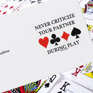 Never Criticise Your Partner During Play (Bridge) Business Card
